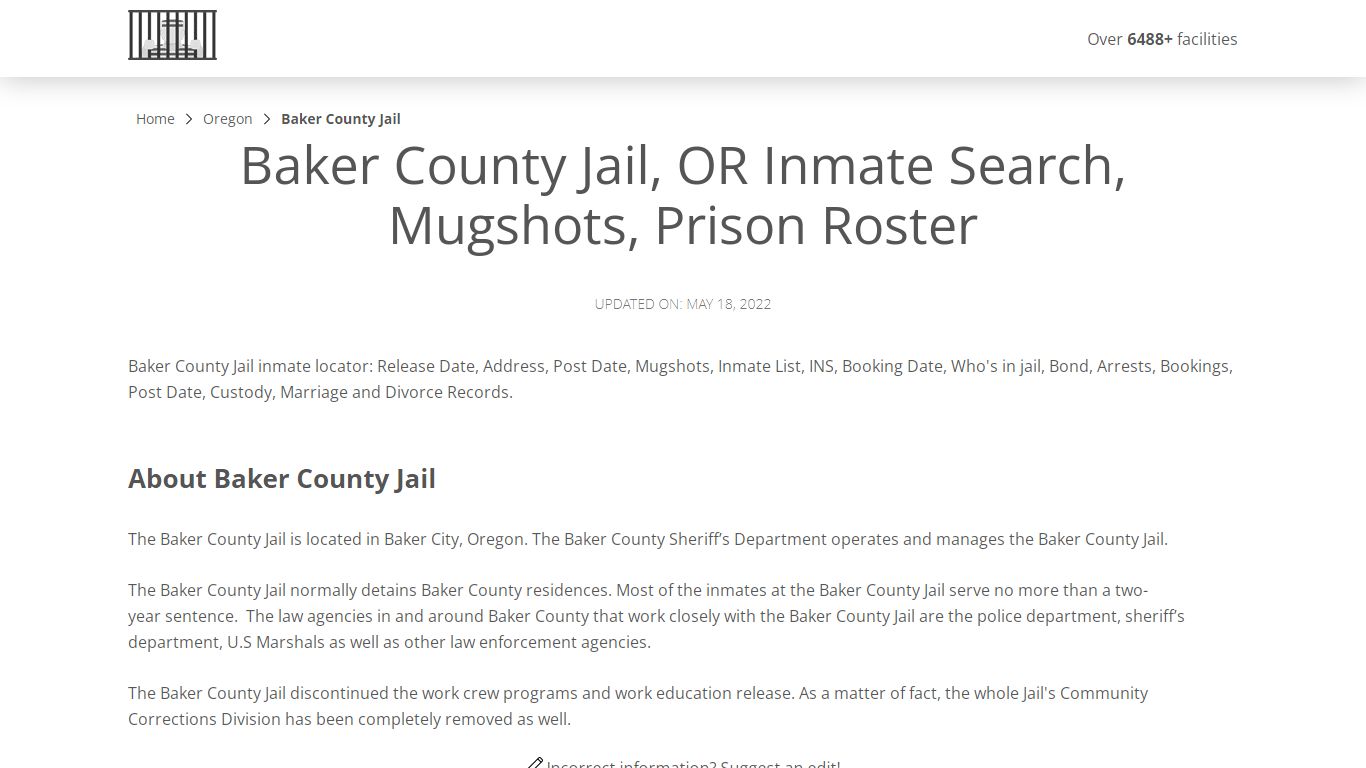 Baker County Jail, OR Inmate Search, Mugshots, Prison Roster